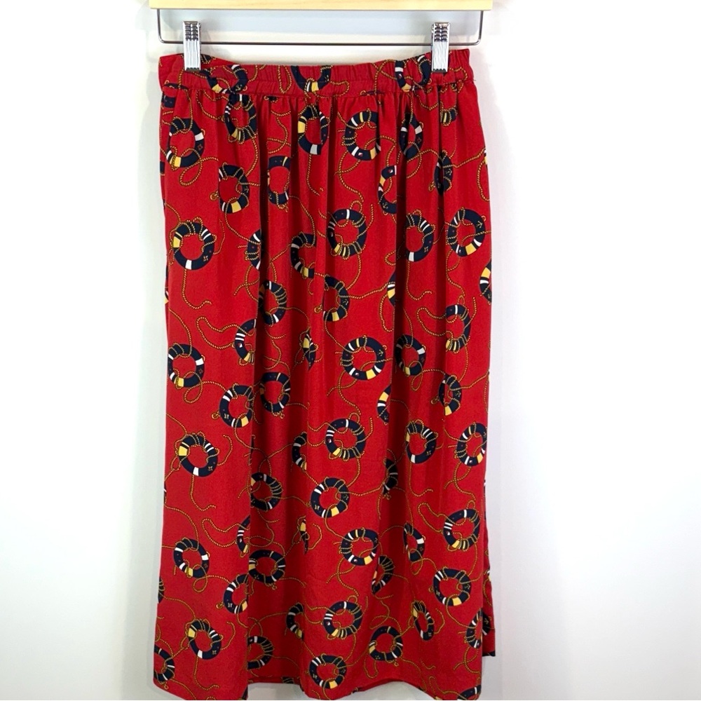 Talbots vintage nautical midi a-line Red Skirt size 6P